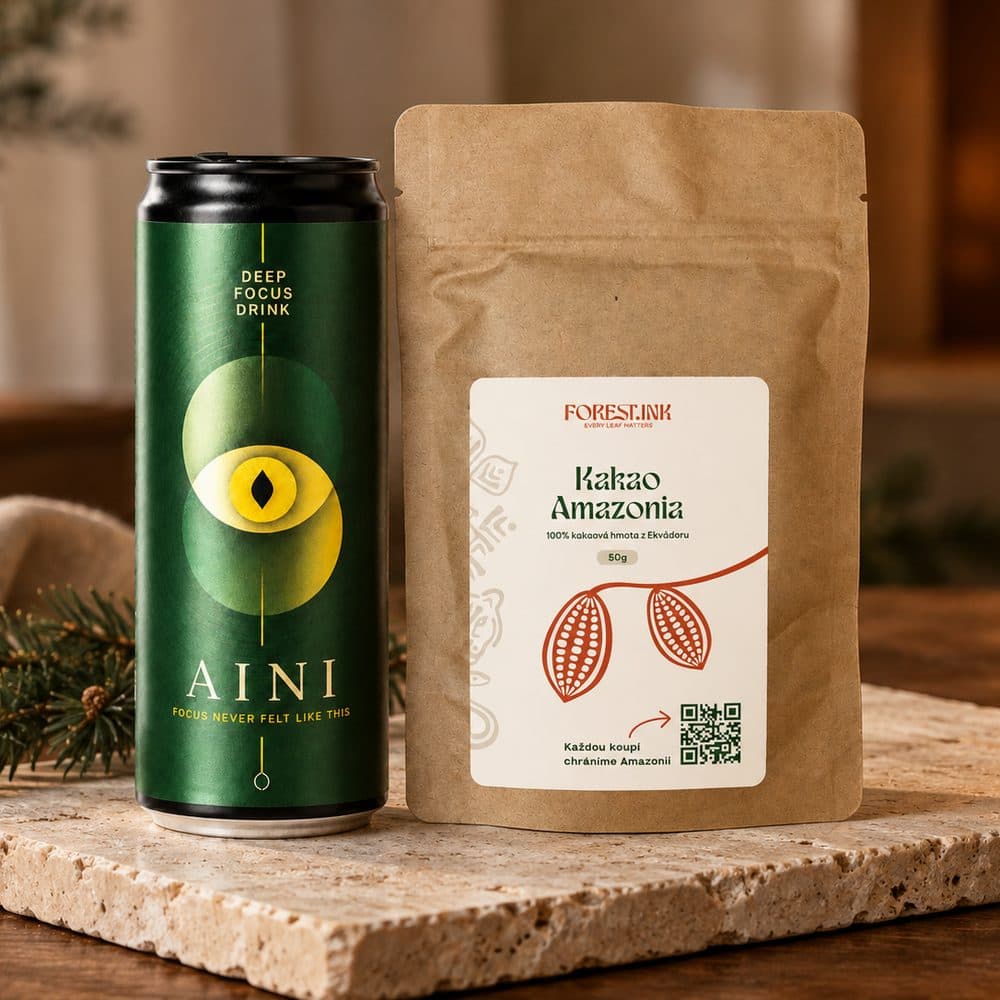 Balíček Mini: Kakao Amazonia 50 g a plechovka AINI